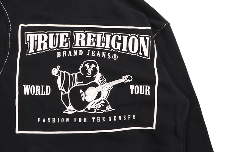 TRUE RELIGION BIG T ZIP HOODIE (105753:JET BLACK/WINTER WHITE