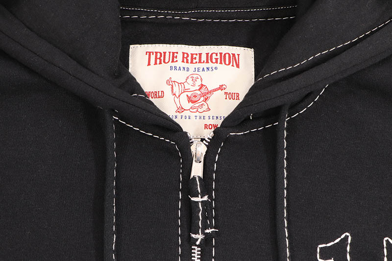 TRUE RELIGION BIG T ZIP HOODIE (105753:JET BLACK/WINTER WHITE)