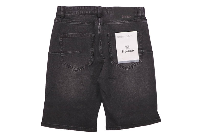 KLOUD9 RHINESTONE DOUBLE KNEE SHORTS (S26136:WASHED BLACK)