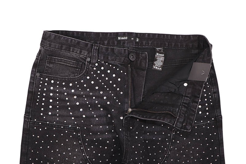 KLOUD9 RHINESTONE DOUBLE KNEE SHORTS (S26136:WASHED BLACK)
