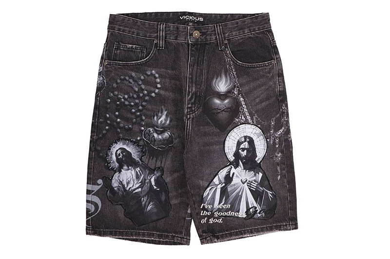 VICIOUS GOODNESS DENIM SHORTS (VC1206:BLACK)