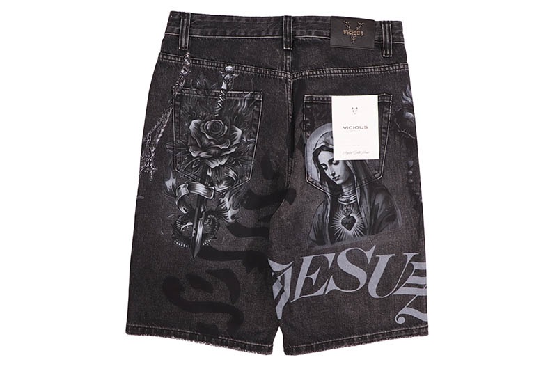 VICIOUS GOODNESS DENIM SHORTS (VC1206:BLACK)