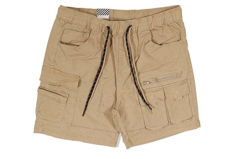 SMOKE RISE UTILITY TWILL LOUNGE SHORTS (JS23112:KHAKI)