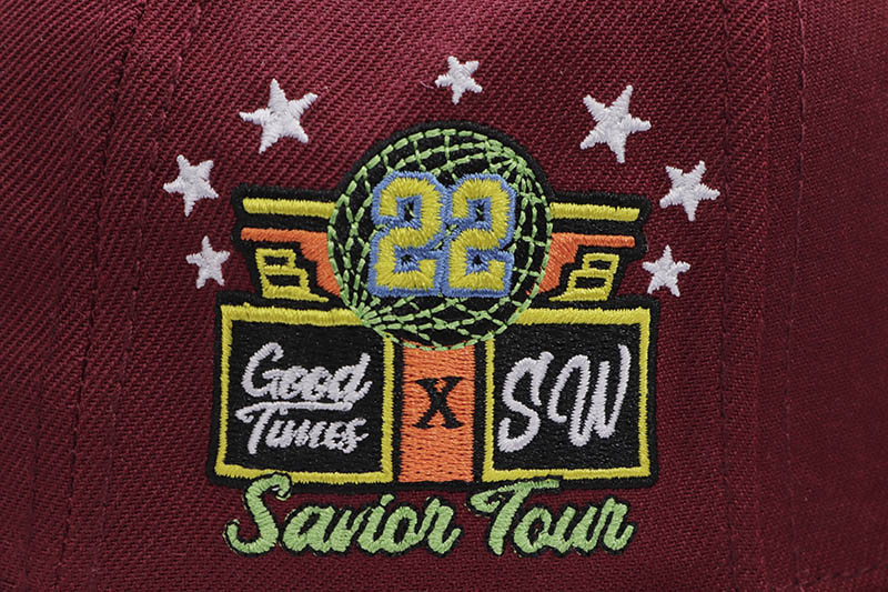 JAETIPS x GOOD TIMES SAVIOR WEB EXCLUSIVE FITTED CAP (SAVIOR TOUR SIDE PATCH/MAROON/ORANGE)