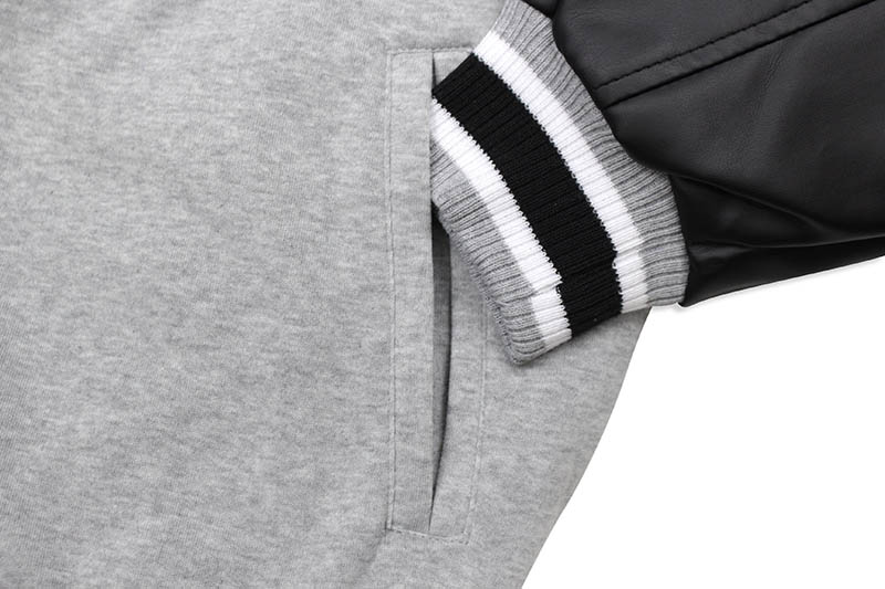JH Design NEW YORK KNICKS REVERSIBLE FLEECE AND FAUX LEATHER HOODED JACKET (953-GTT8:GREY/BLACK)