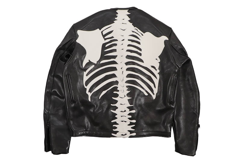 VANSON LEATHERS CUSTOM BONES FLAT-TRACK JACKET (BONE BLACK