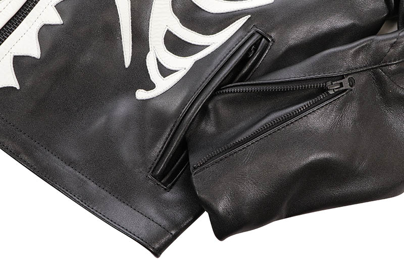 VANSON LEATHERS CUSTOM BONES FLAT-TRACK JACKET (BONE BLACK)