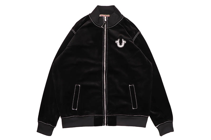 TRUE RELIGION VELOUR BIG T ZIP JACKET (108625:JET BLACK)