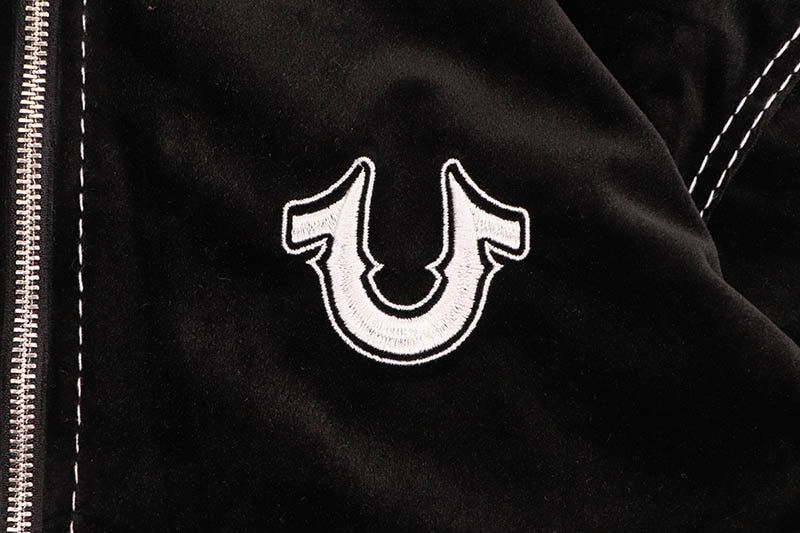 TRUE RELIGION VELOUR BIG T ZIP JACKET (108625:JET BLACK)