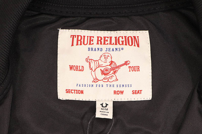 TRUE RELIGION VELOUR BIG T ZIP JACKET (108625:JET BLACK)