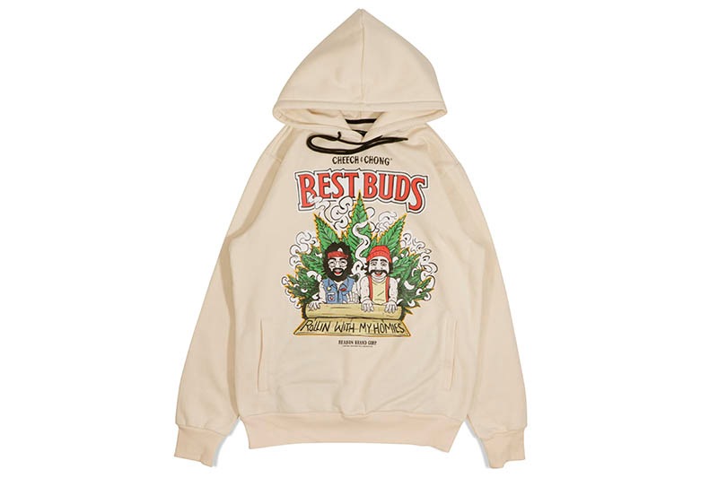 REASON CLOTHING CHEECH & CHONG BEST BUDS HOODIE (CCF23-01:KHAKI)
