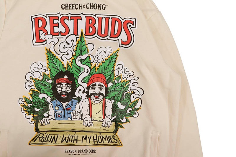 REASON CLOTHING CHEECH & CHONG BEST BUDS HOODIE (CCF23-01:KHAKI)