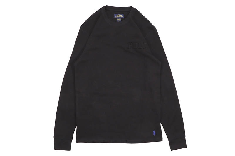 POLO RALPH LAUREN WAFFLE-KNIT THERMAL SHIRT (PWLE2R-AA8V:BLACK)