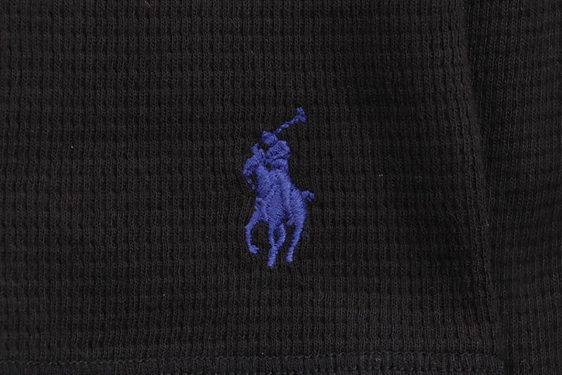 POLO RALPH LAUREN WAFFLE-KNIT THERMAL SHIRT (PWLE2R-AA8V:BLACK)