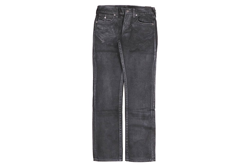 TRUE RELIGION RICKY SUPER T METALLIC STRAIGHT JEAN (108702:CYGNUS FOIL COATED BLACK)