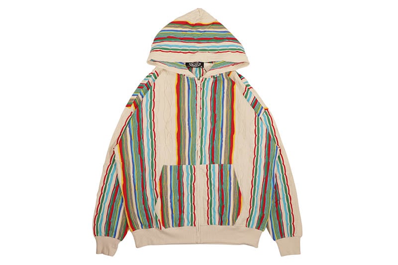 RINGSPUN WAVE JACQUARD ZIP-UP HOODIE (352-313:CREAM)