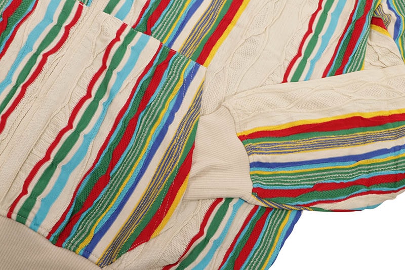 RINGSPUN WAVE JACQUARD ZIP-UP HOODIE (352-313:CREAM)