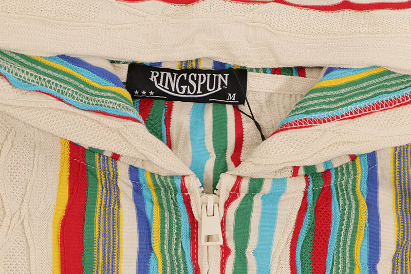 RINGSPUN WAVE JACQUARD ZIP-UP HOODIE (352-313:CREAM)