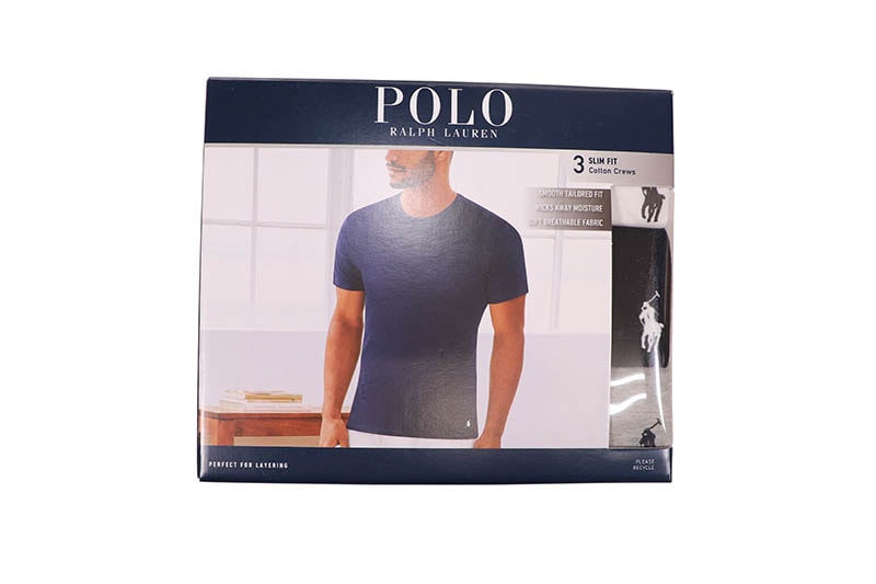 POLO RALPH LAUREN SLIM FIT COTTON CREWS 3PCS (NSCNP3-A729:WHITE/BLACK/ANDOVER)