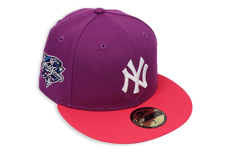 NEW ERA NEW YORK YANKEES 59FIFTY FITTED CAP (2000 WORLD SERIES CUSTOM SIDE PATCH/GREY UNDER VISOR/SPARKLING GRAPE LAVA RED)