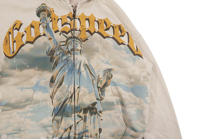 GODSPEED CHROME LIBERTY ZIP HOODIE (BONE)