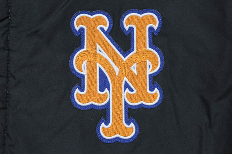 JH Design NEW YORK METS REVERSIBLE FLEECE AND FAUX LEATHER HOODED JACKET (953-GTT8:GREY/BLACK)