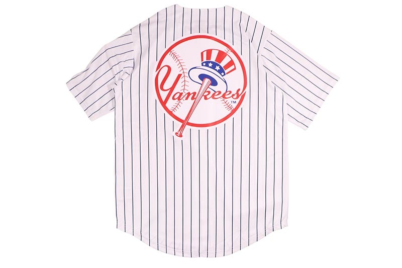 FANATICS NEW YORK YANKEES BASEBALL SHIRT (ML2122SS0001:WHITE PIN STRIPE)