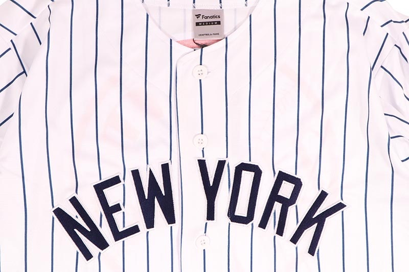 FANATICS NEW YORK YANKEES BASEBALL SHIRT (ML2122SS0001:WHITE PIN STRIPE)