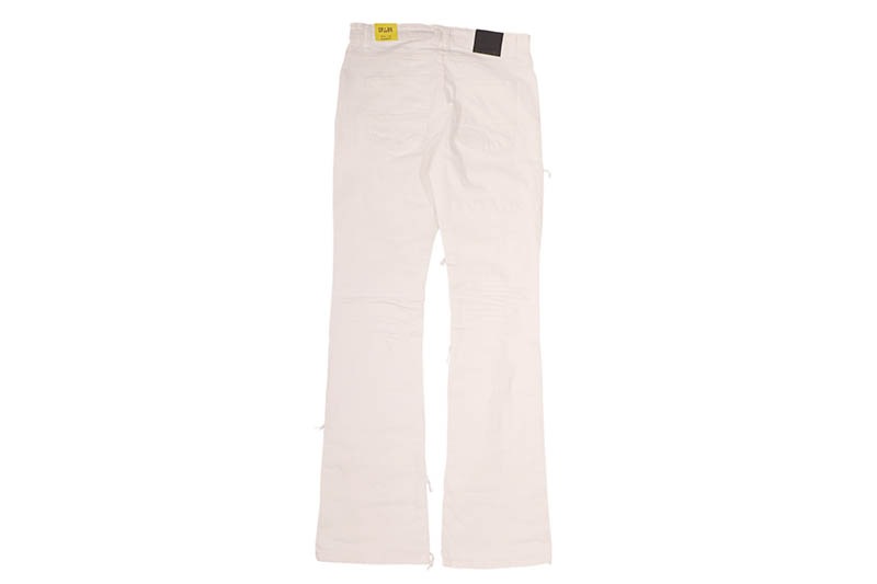 SPARK STRETCH STACKED TWILL PANTS WITH FRAYED PATCH (S3016T:WHITE)