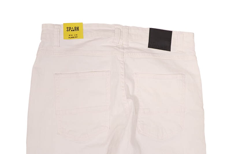 SPARK STRETCH STACKED TWILL PANTS WITH FRAYED PATCH (S3016T:WHITE)