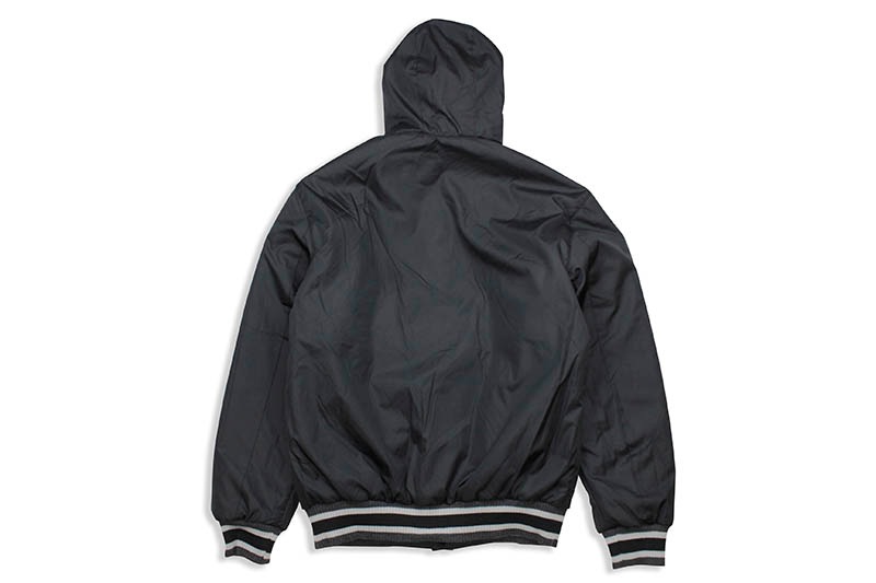 JH Design NEW YORK YANKEES REVERSIBLE FLEECE AND FAUX LEATHER HOODED JACKET (953-GTT8:CHARCOAL/BLACK)
