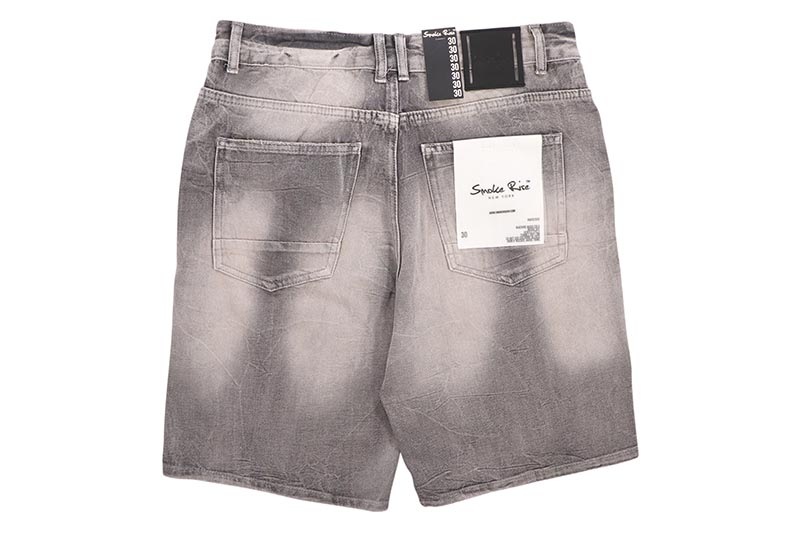 SMOKE RISE 10" HEAVY RIP & REPAIR JEAN SHORTS (JS25111:FUSE GREY)