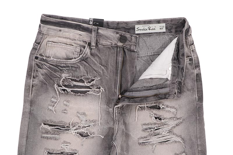 SMOKE RISE 10" HEAVY RIP & REPAIR JEAN SHORTS (JS25111:FUSE GREY)