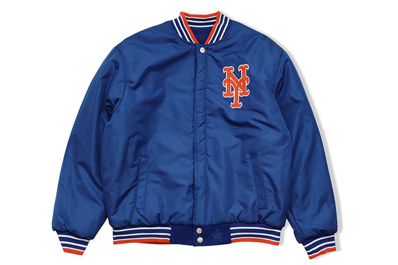 JH Design NEW YORK METS REVERSIBLE WOOL POLY TWILL JACKET (MET103SHL0:ROYAL)