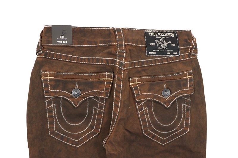 TRUE RELIGION 茶色カーキ系デニム TRUE ブラウン（茶色）系 T OVERDYED BIG 36インチの通販