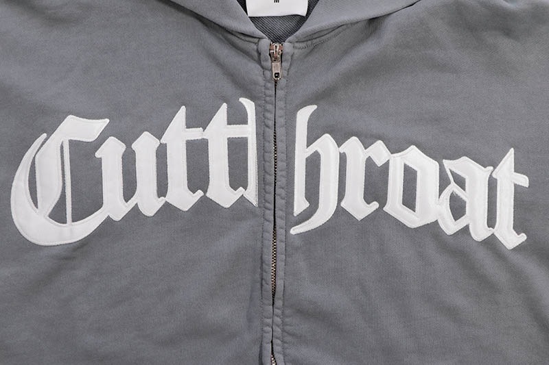 CUTTHROAT LOGO ZIP HOODIE (GREY) | Brand,A-F,CUTTHROAT