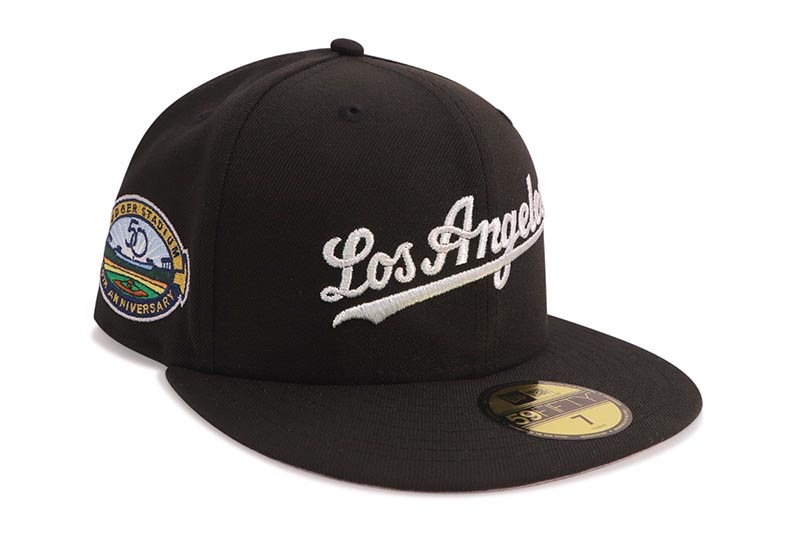 NEW ERA LOS ANGELES DODGERS 59FIFTY FITTED CAP (50TH ANNIVERSARY SIDE PATCH/GREY UNDER VISOR/BLACK) 70932026