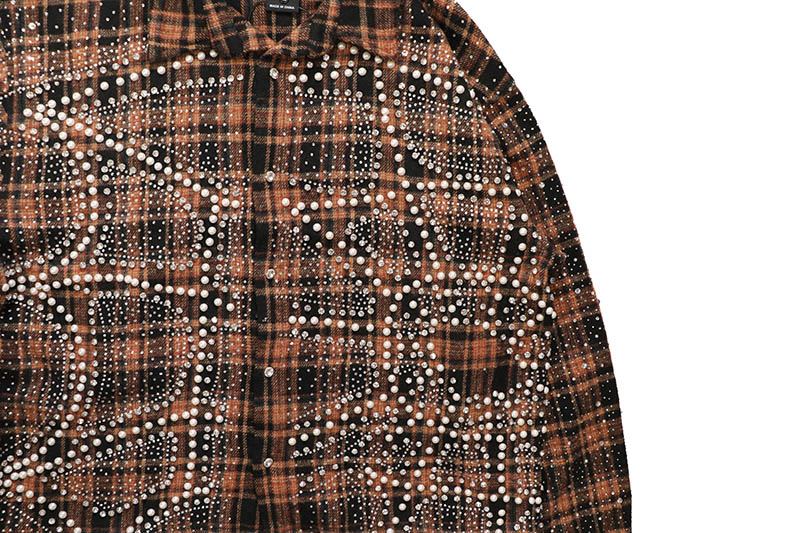 KINDRED STUDDED PLAID CROPPED SHIRT JACKET (KD244T:CAMEL)