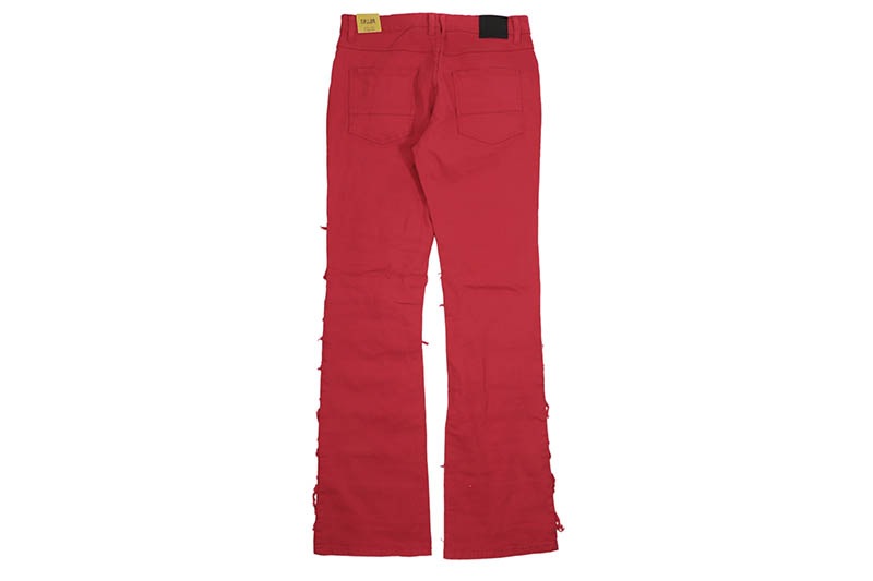 SPARK STRETCH STACKED TWILL PANTS WITH FRAYED PATCH (S3016T:RED)