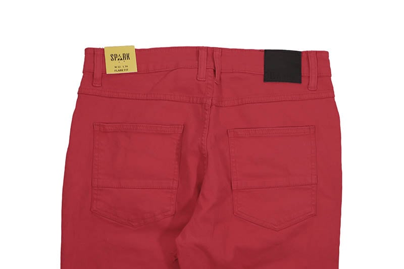 SPARK STRETCH STACKED TWILL PANTS WITH FRAYED PATCH (S3016T:RED)