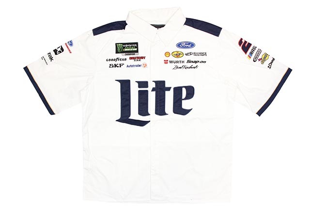 JH Design BRAD KESELOWSKI MILLER LITE 2019 PIT SHIRT (WHITE/NAVY)