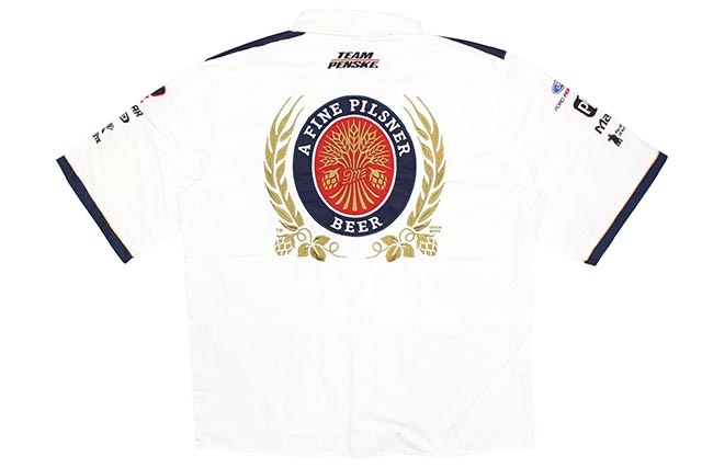 JH Design BRAD KESELOWSKI MILLER LITE 2019 PIT SHIRT (WHITE/NAVY)