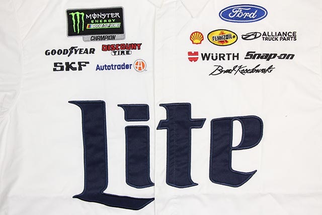JH Design BRAD KESELOWSKI MILLER LITE 2019 PIT SHIRT (WHITE/NAVY)