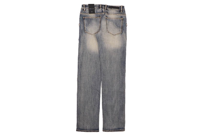 EMBELLISH ENAMEL STUDDED STRAIGHT DENIM (EMBSPR24-044:INDIGO 