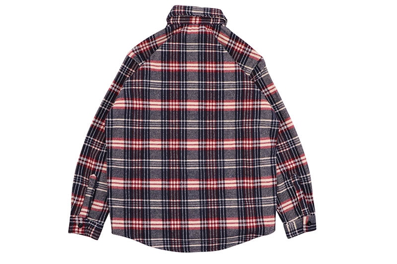 ROKU STUDIO RHINESTONES HEAVY FLANNEL SHIRT (RK6481816:NAVY/BURGUNDY)