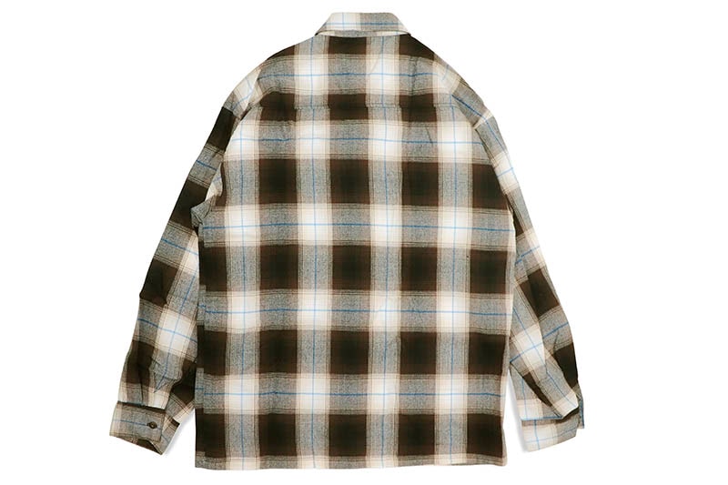 CALTOP PLAID FLANNEL LONG SLEEVE SHIRT (#2000:BROWN/BLUE)