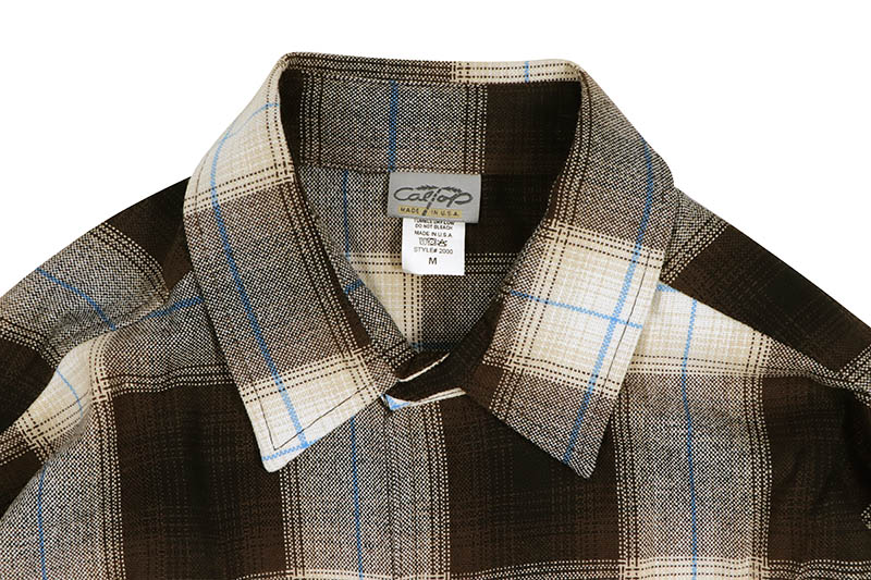 CALTOP PLAID FLANNEL LONG SLEEVE SHIRT (#2000:BROWN/BLUE)