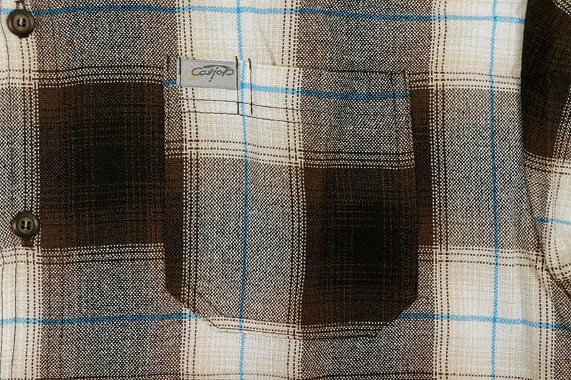 CALTOP PLAID FLANNEL LONG SLEEVE SHIRT (#2000:BROWN/BLUE)