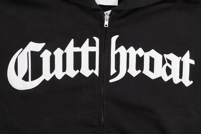 Hoodrich ジップアップ フーディ ストライプ 袖 ロゴ CUTTHROAT LOGO ZIP HOODIE (BLACK) | Brand,A-F,CUTTHROAT