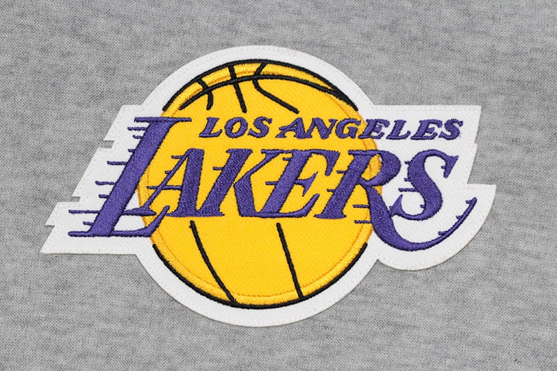 JH Design LOS ANGELES LAKERS REVERSIBLE FLEECE AND FAUX LEATHER HOODED JACKET (953-GTT8:GREY/BLACK)